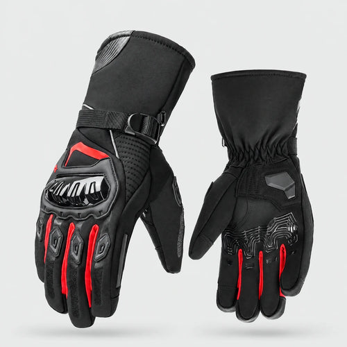 Alpenwarm winter motorcycle gloves in black/red