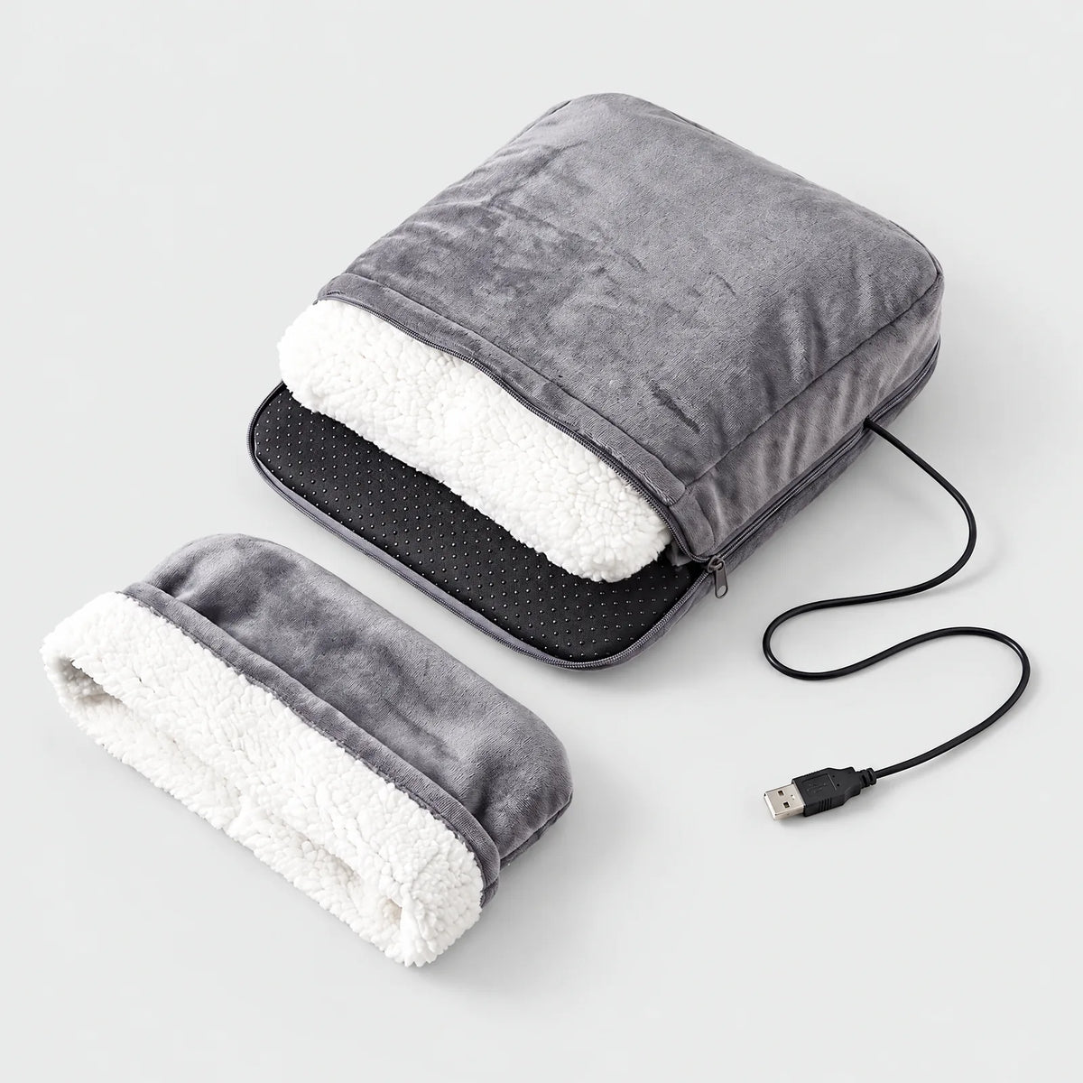 Removable cover and non-slip underside of the foot warmer