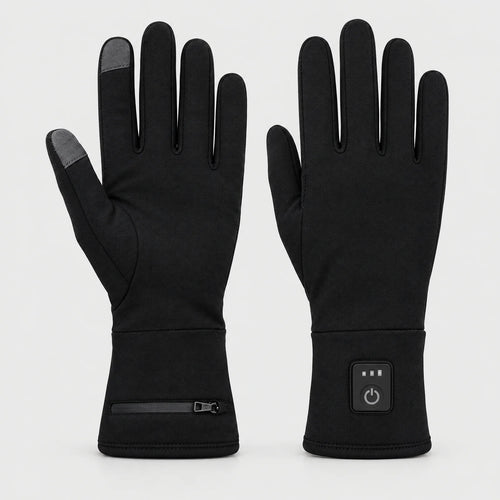 Alpenwarm thin heated liner gloves with touchscreen thumb and index finger, battery pocket and button on the cuff