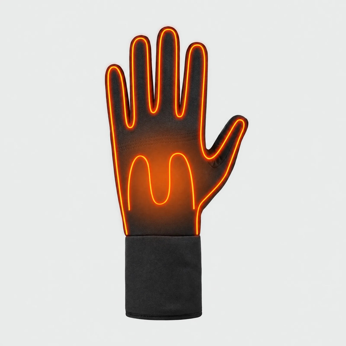 Heating wires of the heated liner gloves across the back of the hand and all five fingers