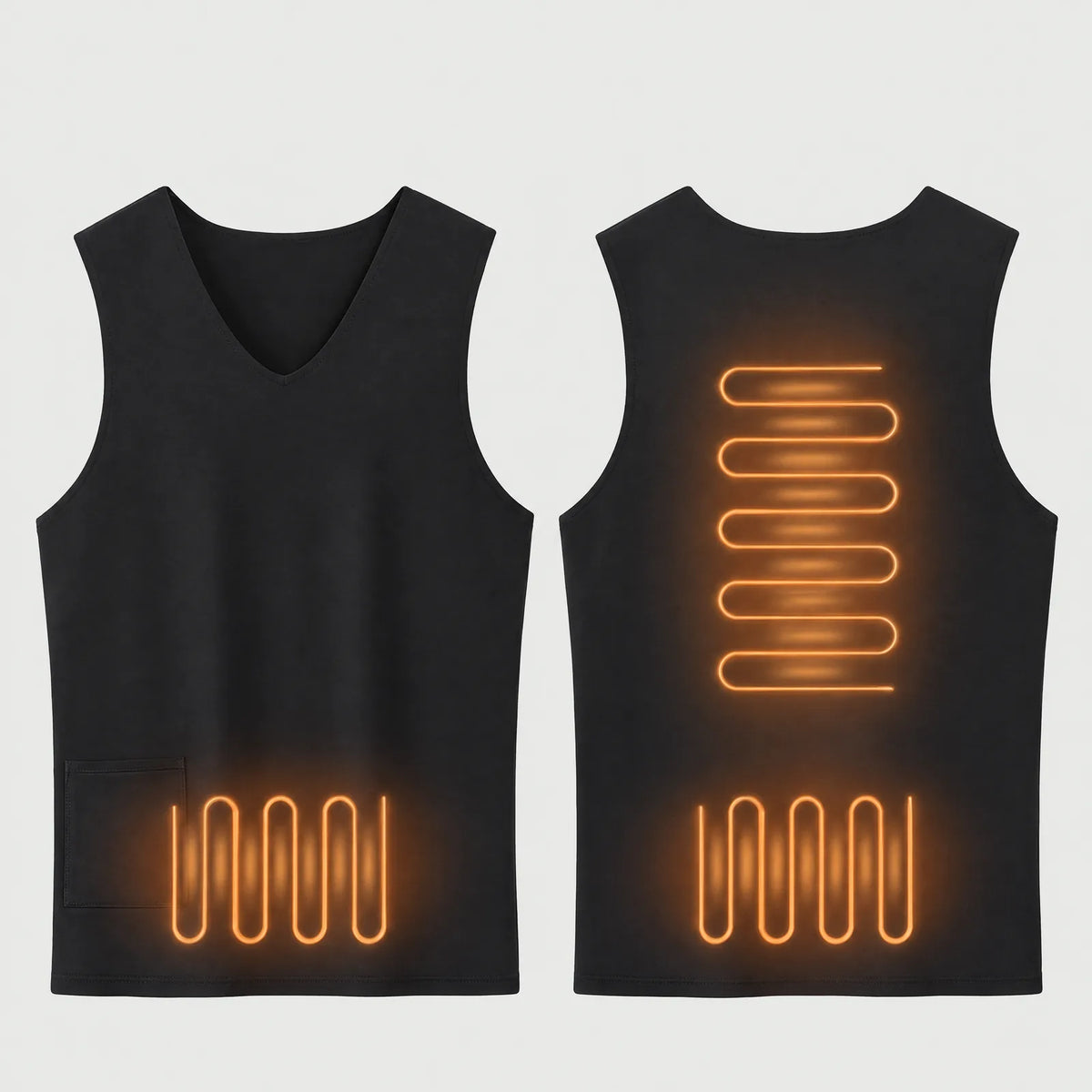 Undershirt heating at belly, spine and lower back
