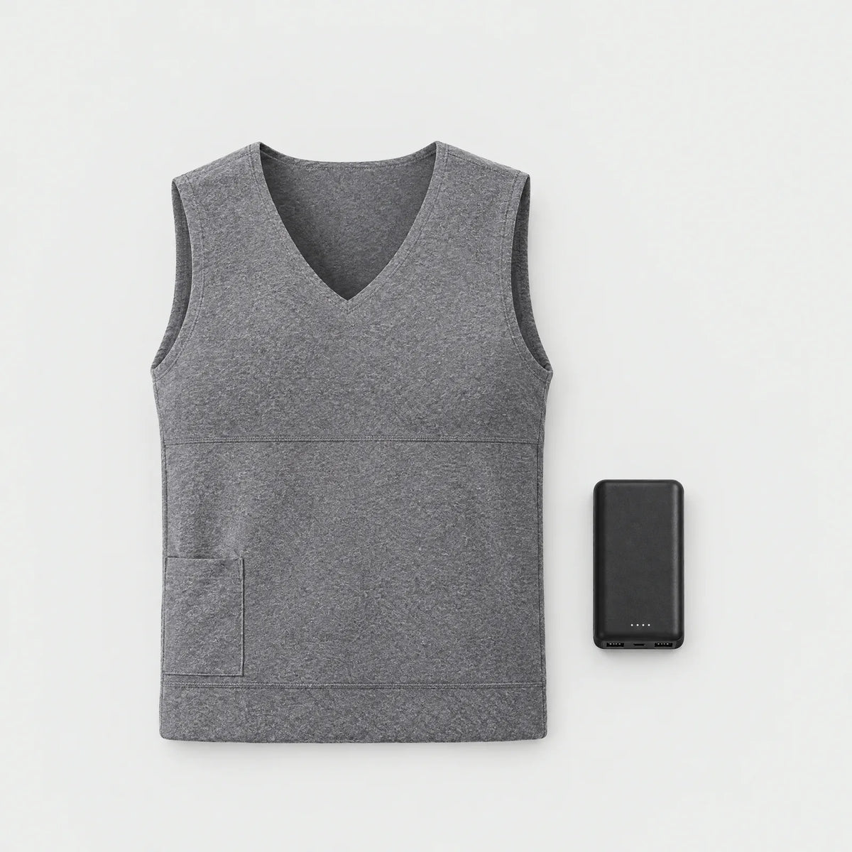 In the box: heated undershirt and 5,000 mAh power bank