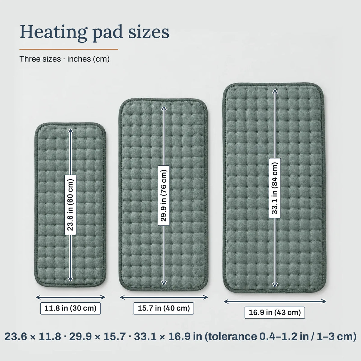 Heating pad sizes – Heating Pad with 6 Levels and Auto-Off Timer