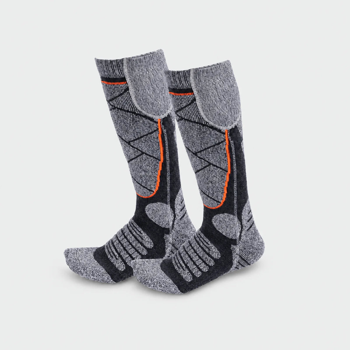 Alpenwarm heated socks in gray with battery pocket at the cuff